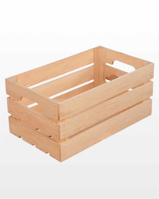 Planed Wooden Crate With Handles 50x30x23
