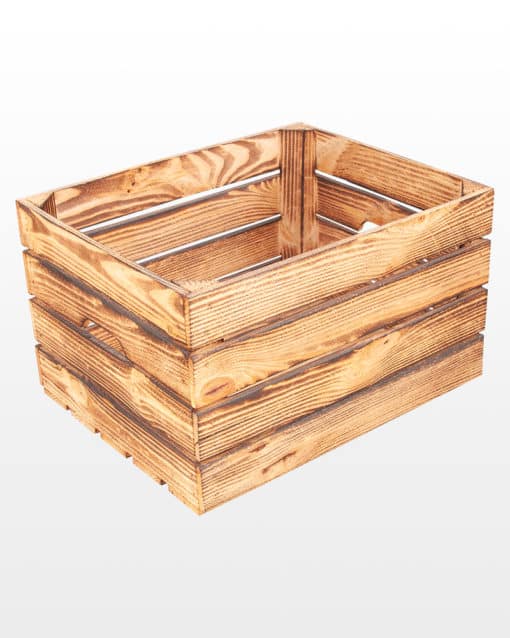 Wooden Crate With Handles Burned 50x40x30